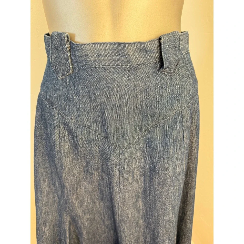Vintage Circle T‎ by Marilyn Lenox Denim Maxi Skirt Flared Godet Western Cowgirl